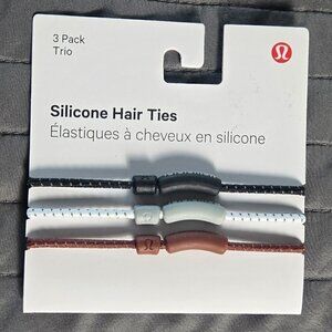 NWT Lululemon Silicone Hair Ties *3 Pack - Black/White/Dark Brown
